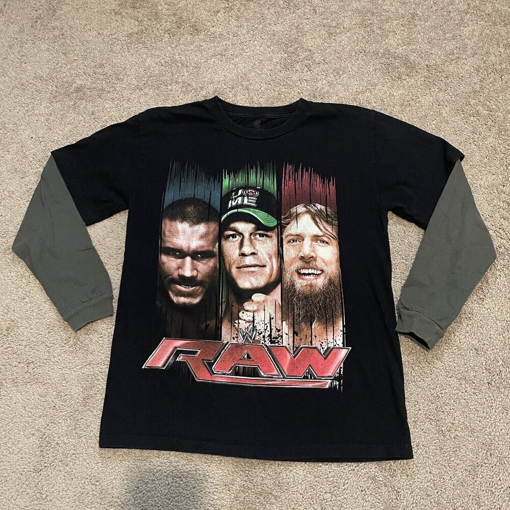 WWF John Cena Boys Wrestling Long Sleeve T Shirt Size Large 14/16